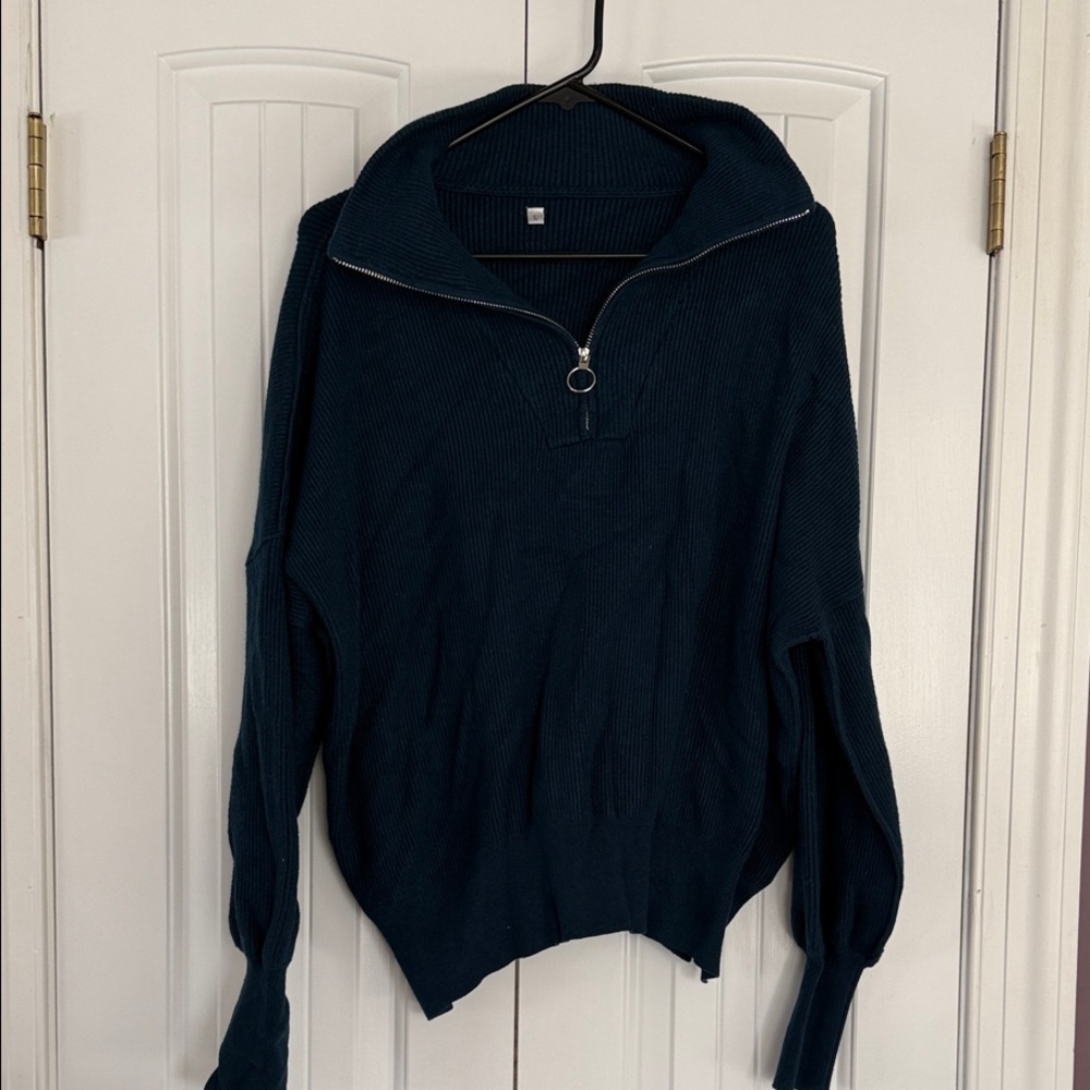 Women’s blue Sweater with Half-Zip
